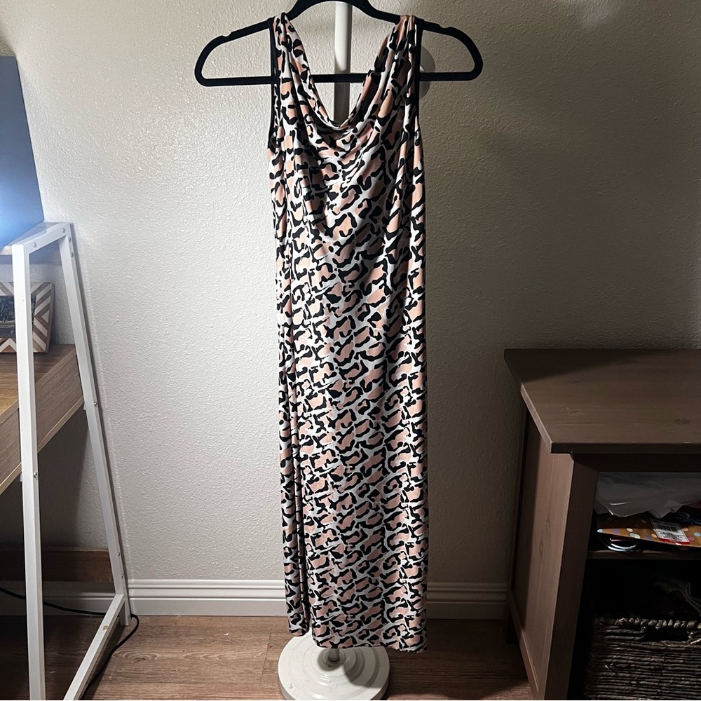 Sleeveless Cowl Neck and back Leopard Print Argentine Tango Dress